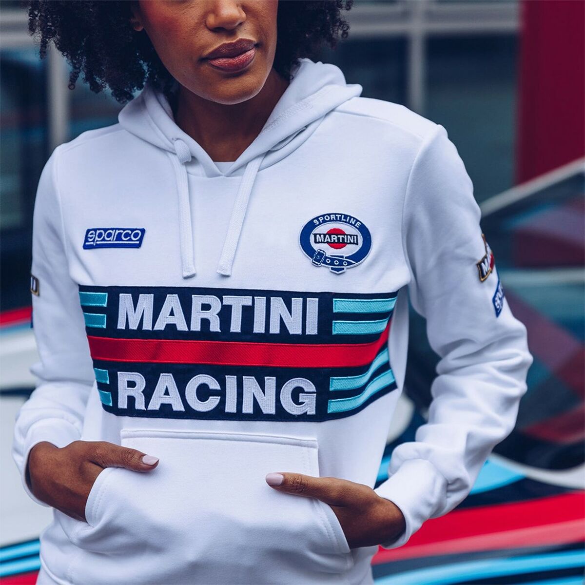 Hettegenser til Kvinne Sparco Martini Racing Hvit